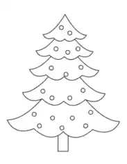 Christmas Tree Simple Outline With Baubles Free Coloring Template