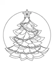 Free Download PDF Books, Christmas Tree Star Topped Tinsel Free Coloring Template