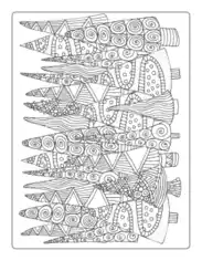 Christmas Trees Doodle Free Coloring Template