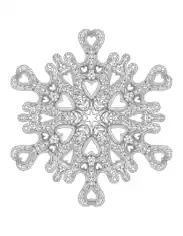 Free Download PDF Books, Snowflake Decorative Heart Shapes Coloring Template