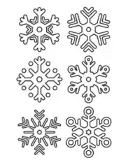 Snowflake Simple Outline 6 Designs P1 Coloring Template