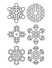Free Download PDF Books, Snowflake Simple Outline 6 Designs P3 Coloring Template