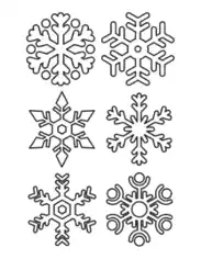 Free Download PDF Books, Snowflake Simple Outline 6 Designs P5 Coloring Template