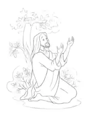 Free Download PDF Books, Bible Jesus Praying Gethsemane Coloring Template