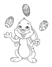 Free Download PDF Books, Easter Cartoon Bunny Juggling Eggs Coloring Template