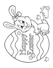Free Download PDF Books, Easter Cartoon Cute Bunny With Egg Coloring Template