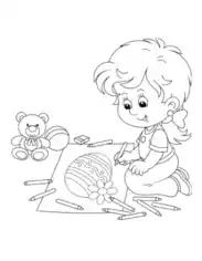 Free Download PDF Books, Easter Child Coloring In Egg Coloring Template
