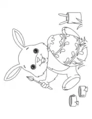 Free Download PDF Books, Easter Cute Bunny Painting Egg Coloring Template