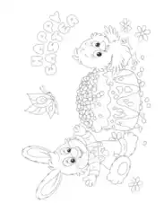 Free Download PDF Books, Easter Cute Easter Bunny Chick Cake Coloring Template