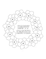 Free Download PDF Books, Easter Daffodil Wreath Coloring Template