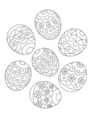 Free Download PDF Books, Easter Egg Collection Patterned Coloring Template