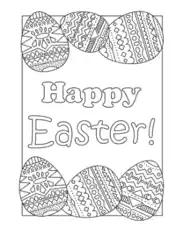 Free Download PDF Books, Easter Egg Happy Easter Patterned Egg Border Coloring Template