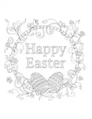 Free Download PDF Books, Easter Egg Happy Easter Wreath Eggs Coloring Template