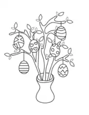 Free Download PDF Books, Easter Egg Patterned Tree Coloring Template