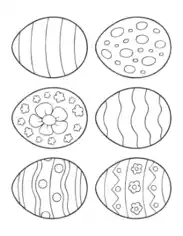 Easter Egg Set 6 Patterned Eggs Coloring Template