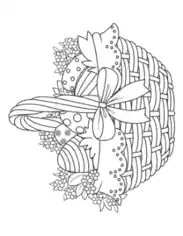 Free Download PDF Books, Easter Egg Wicker Basket Patterned Eggs Coloring Template