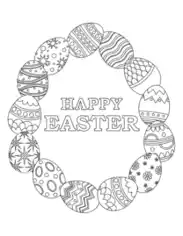 Easter Egg Wreath Of Patterned Eggs Coloring Template