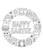 Easter Icons Wreath Coloring Template