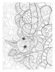 Free Download PDF Books, Easter Patterned Rabbit Eggs Basket Coloring Template