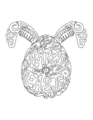 Happy Easter Bunny Doodle Coloring Template