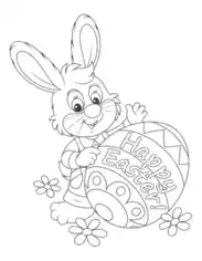 Free Download PDF Books, Happy Easter Bunny Patterned Egg Coloring Template