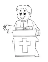 Christian Vicar Priest Preacher Minister Bible Coloring Template