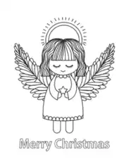 Christmas Cute Angel Star Halo Coloring Template