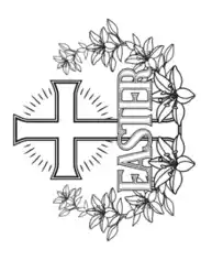 Free Download PDF Books, Easter Lilies Cross Bible Coloring Template