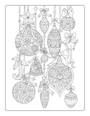 Christmas Ornaments Hanging Ornaments Intricate Coloring Template