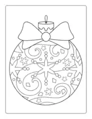 Christmas Ornaments Large Bow Patterned For Kids Coloring Template