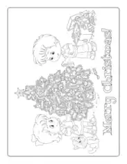 Free Download PDF Books, Christmas Tree Children Decorating Tree Cat Coloring Template