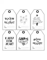 Free Download PDF Books, Christmas Tags Black White To From Word Art Coloring Template