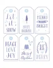 Christmas Tags Blue Purple Wordart Coloring Template