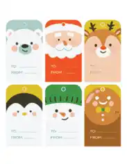 Free Download PDF Books, Christmas Tags Christmas Faces Santa Reindeer Snowman Coloring Template