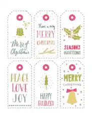 Christmas Tags Colorful Peace Love Joy Simple Coloring Template
