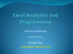 Excel Analytics And Programming, Excel Formulas Tutorial