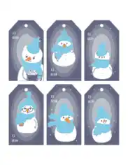 Free Download PDF Books, Christmas Tags Snowmen Coloring Template
