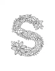 Free Download PDF Books, Flower Letter S Coloring Template