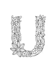 Free Download PDF Books, Flower Letter U Coloring Template