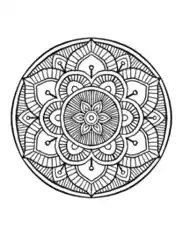 Flower Detailed Patterned Mandala Coloring Template