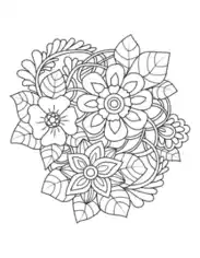 Free Download PDF Books, Flower Leaves 3 Flowers Coloring Template
