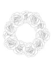 Free Download PDF Books, Flower Rose Wreath Border Coloring Template
