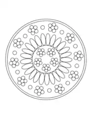Free Download PDF Books, Flower Simple Flower Mandala Coloring Template