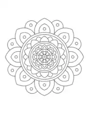 Free Download PDF Books, Flower Simple Layered Flower Mandala Coloring Template