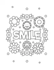Free Download PDF Books, Flower Smile Flower Wreath For Kids Coloring Template