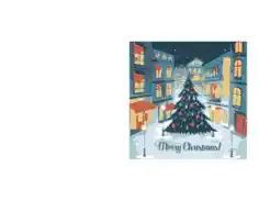 Free Download PDF Books, Christmas Cards Christmas Village Square Tree Lights Coloring Template