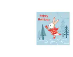 Free Download PDF Books, Christmas Cards Happy Holidays Bunny Skating Coloring Template