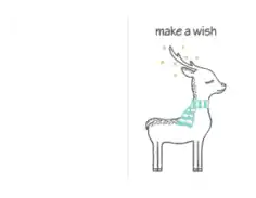 Free Download PDF Books, Christmas Cards Make A Wish Cute Deer Coloring Template
