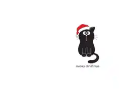 Free Download PDF Books, Christmas Cards Meowy Christmas Cute Cat Santa Hat Coloring Template