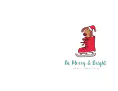 Free Download PDF Books, Christmas Cards Merry Bright Cute Dog In Skate Coloring Template